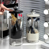 Maxbell Makeup Brush Holder Automatic Lifting Transparent for Countertop Office Dorm Silver and Black