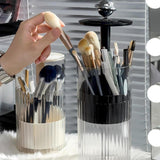 Maxbell Makeup Brush Holder Automatic Lifting Transparent for Countertop Office Dorm Silver and Black
