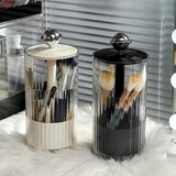 Maxbell Makeup Brush Holder Automatic Lifting Transparent for Countertop Office Dorm Silver and Black
