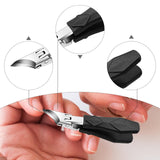 Maxbell Slanted Curved Nail Clippers Wide Mouth for Thick Toenails Men Women Seniors Black