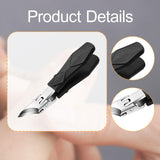 Maxbell Slanted Curved Nail Clippers Wide Mouth for Thick Toenails Men Women Seniors Black