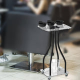 Maxbell Salon Tray Cart on Wheels Hairstylist Hairdresser Professional Salon Trolley clear