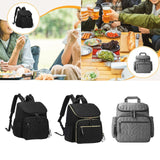 Maxbell Insulated Cooler Breastmilk Bag Portable Diaper Organizer for Outdoor Travel Black