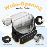 Maxbell Insulated Cooler Breastmilk Bag Portable Diaper Organizer for Outdoor Travel Black Golden