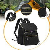 Maxbell Insulated Cooler Breastmilk Bag Portable Diaper Organizer for Outdoor Travel Black Golden