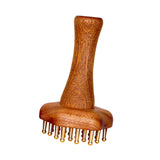 Maxbell Head Scalp Gua Sha Massager 24 Brass Tooth Styling Salon Wooden Massage Comb