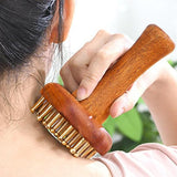 Maxbell Head Scalp Gua Sha Massager 24 Brass Tooth Styling Salon Wooden Massage Comb