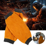 Maxbell 2 Pieces PU Leather Welding Sleeves Welding Arm Guard for Industrial Camping Yellow