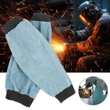 Maxbell 2 Pieces PU Leather Welding Sleeves Welding Arm Guard for Industrial Camping Blue