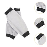 Maxbell 2 Pieces PU Leather Welding Sleeves Welding Arm Guard for Industrial Camping Gray