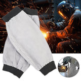 Maxbell 2 Pieces PU Leather Welding Sleeves Welding Arm Guard for Industrial Camping Gray