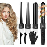Maxbell Curling Iron Wand Set Instant Heat up with Heat Protective Glove Hair Curler