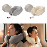 Maxbell Travel Neck Pillow Adjustable Foldable Soft Neck Support for Home Car Office Gray