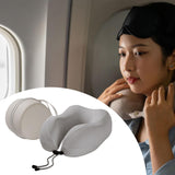 Maxbell Travel Neck Pillow Adjustable Foldable Soft Neck Support for Home Car Office Gray