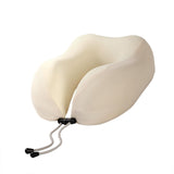 Maxbell Travel Neck Pillow Adjustable Foldable Soft Neck Support for Home Car Office Beige