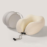 Maxbell Travel Neck Pillow Adjustable Foldable Soft Neck Support for Home Car Office Beige