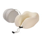 Maxbell Travel Neck Pillow Adjustable Foldable Soft Neck Support for Home Car Office Beige