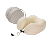 Maxbell Travel Neck Pillow Adjustable Foldable Soft Neck Support for Home Car Office Beige
