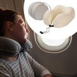 Maxbell Travel Neck Pillow Adjustable Foldable Soft Neck Support for Home Car Office Beige