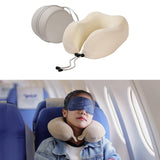 Maxbell Travel Neck Pillow Adjustable Foldable Soft Neck Support for Home Car Office Beige