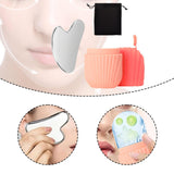 Maxbell Ice Face Roller and Gua Sha Set Face Body Back Multifunctional Massage Board Pink