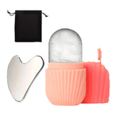 Maxbell Ice Face Roller and Gua Sha Set Face Body Back Multifunctional Massage Board Pink