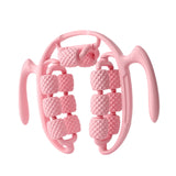 Maxbell Massage Roller Press Points for Bodybuilding Equipment Indoor Sports Fitness 14 wheels pink