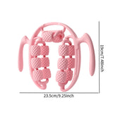 Maxbell Massage Roller Press Points for Bodybuilding Equipment Indoor Sports Fitness 14 wheels pink