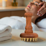 Maxbell Wooden Massage Comb Family Deep Tissue Gift Brass Tooth for Face Thighs Butt