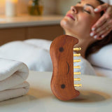 Maxbell Wooden Massage Comb Family Deep Tissue Gift Brass Tooth for Face Thighs Butt