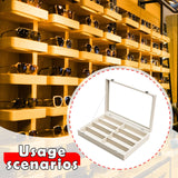 Maxbell Sunglasses Show Tray 8 Grids Modern Glasses Case for Jewelry Beads Necklaces Beige Yellow