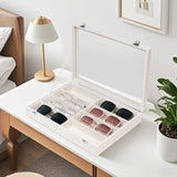 Maxbell Sunglasses Show Tray 8 Grids Modern Glasses Case for Jewelry Beads Necklaces Beige Yellow