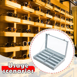 Maxbell Sunglasses Show Tray 8 Grids Modern Glasses Case for Jewelry Beads Necklaces Gray