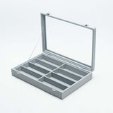 Maxbell Sunglasses Show Tray 8 Grids Modern Glasses Case for Jewelry Beads Necklaces Gray Plush