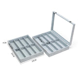 Maxbell Sunglasses Show Tray 8 Grids Modern Glasses Case for Jewelry Beads Necklaces Gray Plush
