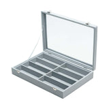 Maxbell Sunglasses Show Tray 8 Grids Modern Glasses Case for Jewelry Beads Necklaces Gray Plush