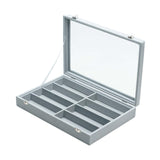 Maxbell Sunglasses Show Tray 8 Grids Modern Glasses Case for Jewelry Beads Necklaces Gray Plush