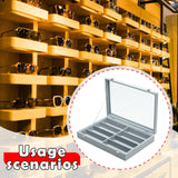 Maxbell Sunglasses Show Tray 8 Grids Modern Glasses Case for Jewelry Beads Necklaces Gray Plush