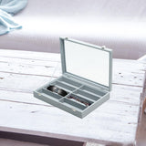 Maxbell Sunglasses Show Tray 8 Grids Modern Glasses Case for Jewelry Beads Necklaces Gray Plush