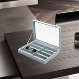 Maxbell Sunglasses Show Tray 8 Grids Modern Glasses Case for Jewelry Beads Necklaces Gray Plush