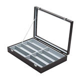 Maxbell Sunglasses Show Tray 8 Grids Modern Glasses Case for Jewelry Beads Necklaces Black Gray