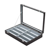 Maxbell Sunglasses Show Tray 8 Grids Modern Glasses Case for Jewelry Beads Necklaces Black Gray