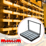 Maxbell Sunglasses Show Tray 8 Grids Modern Glasses Case for Jewelry Beads Necklaces Black Gray