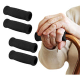 Maxbell 4x Reusable Foam Crutch Handles Grip Non Slip for Elderly Walking Aids 1.9cmx3.3cmx10.5cm Black