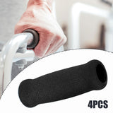 Maxbell 4x Reusable Foam Crutch Handles Grip Non Slip for Elderly Walking Aids 1.9cmx3.3cmx10.5cm Black