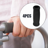 Maxbell 4x Reusable Foam Crutch Handles Grip Non Slip for Elderly Walking Aids 1.9cmx3.3cmx10.5cm Black