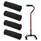 Maxbell 4x Reusable Foam Crutch Handles Grip Non Slip for Elderly Walking Aids 1.9cmx3.3cmx10.5cm Black