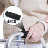 Maxbell 4x Reusable Foam Crutch Handles Grip Non Slip for Elderly Walking Aids 1.9cmx3.3cmx10.5cm Black