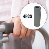 Maxbell 4x Reusable Foam Crutch Handles Grip Non Slip for Elderly Walking Aids 1.9cmx3.3cmx10.5cm Grey