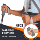 Maxbell 4x Reusable Foam Crutch Handles Grip Non Slip for Elderly Walking Aids 1.9cmx3.3cmx10.5cm Grey